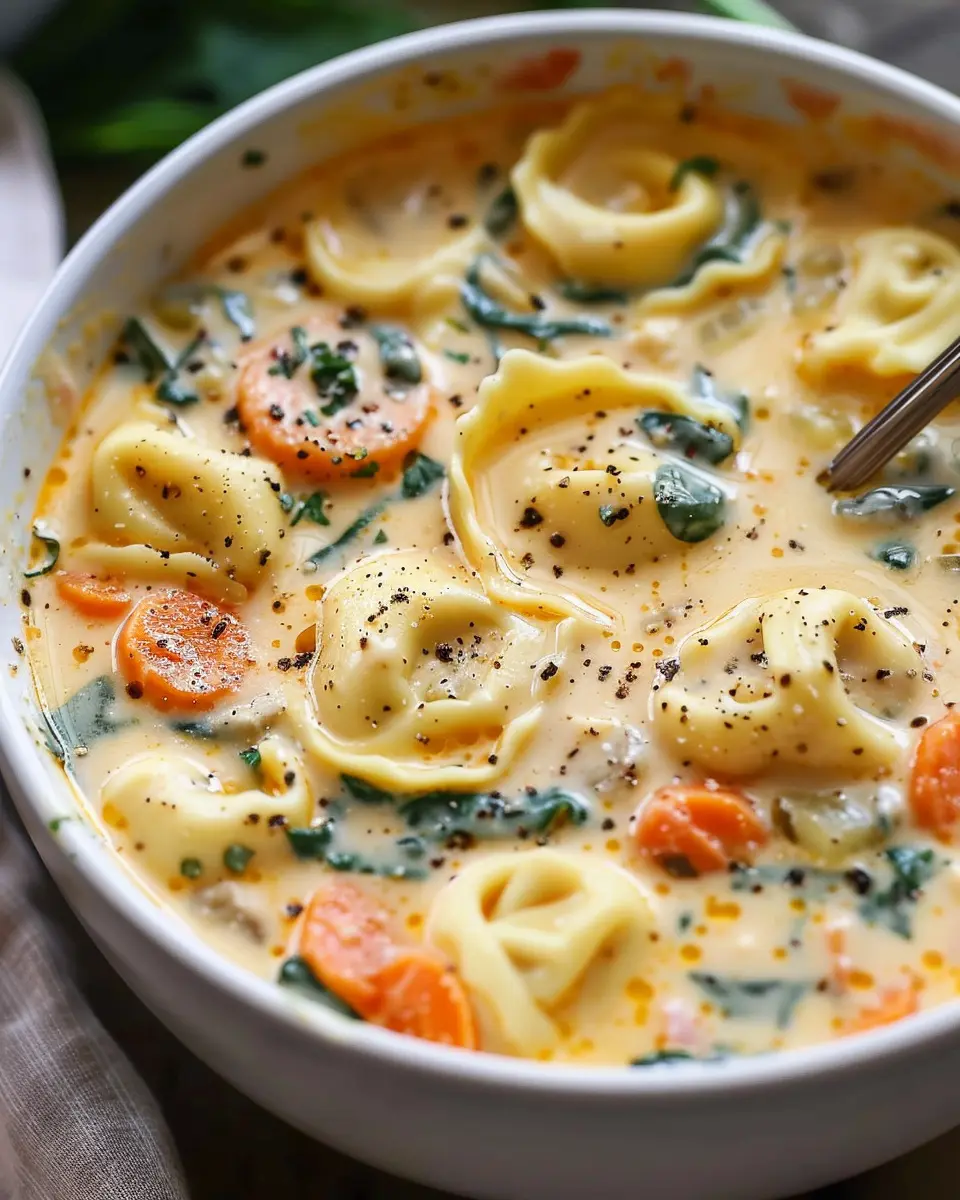 Creamy Tortellini Soup: Indulgent Comfort with Turkey Bacon and Chicken Ham