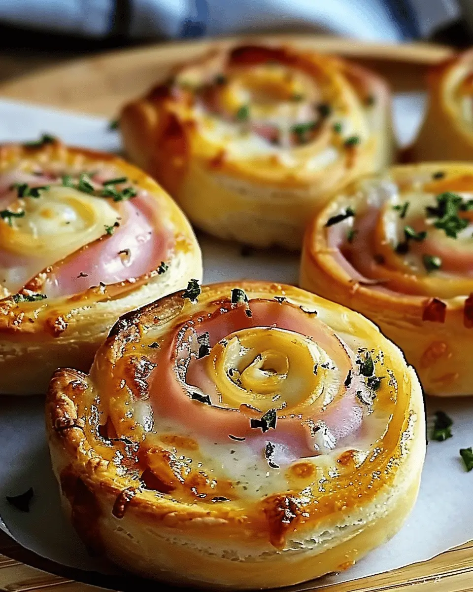 Hot Ham and Cheese Pinwheels with Turkey Bacon and Chicken Ham