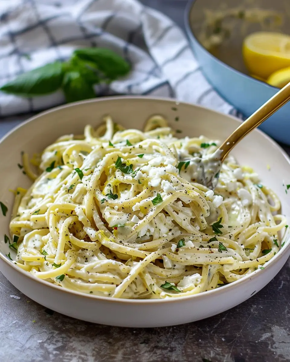Creamy Lemon Feta Pasta: Easy Twist with Turkey Bacon