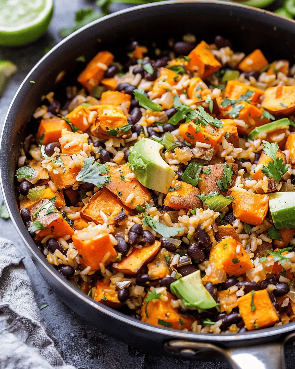 Southwest Sweet Potato Bliss: Easy Black Bean and Rice Skillet