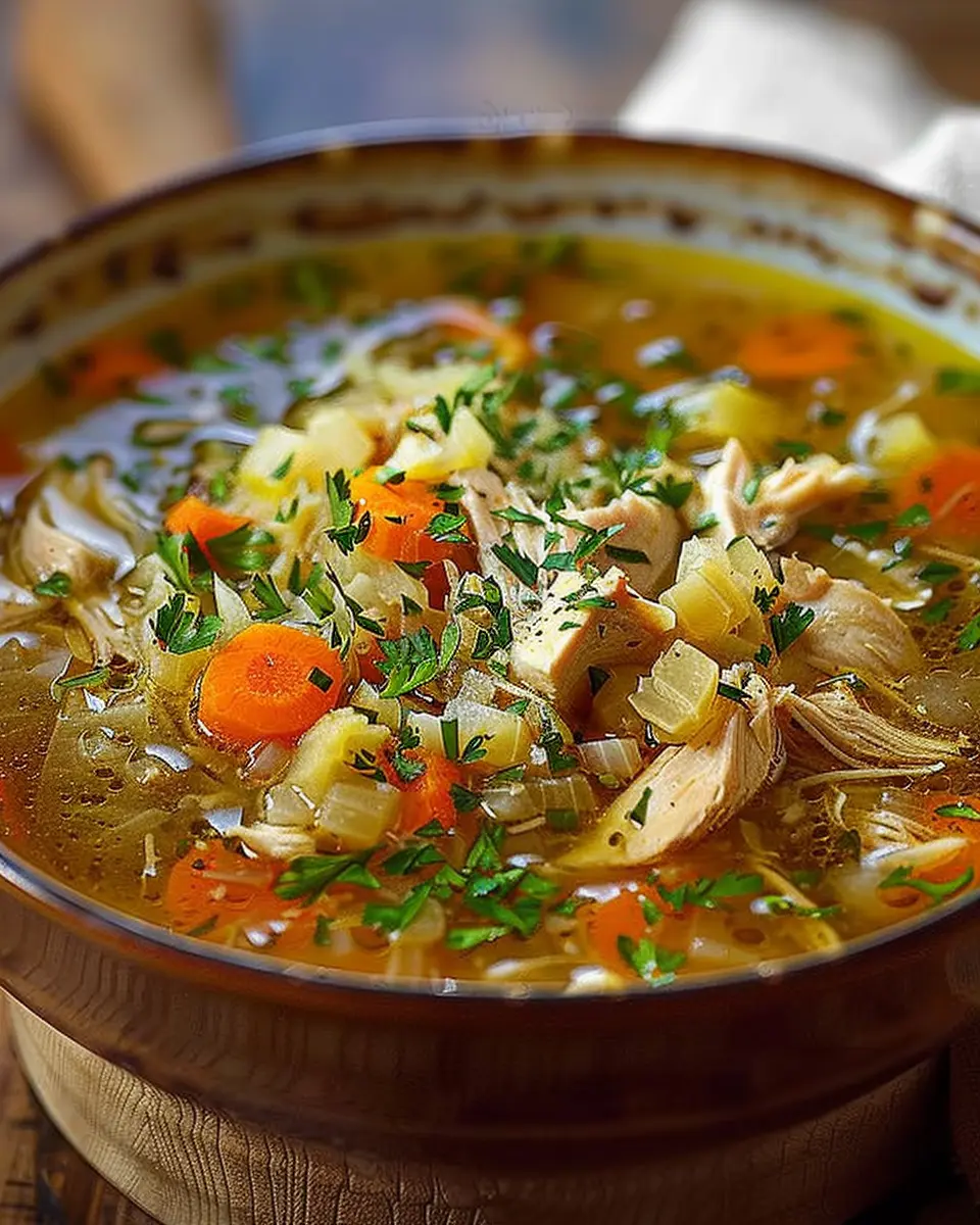 Savory Chicken and Cabbage Soup with Turkey Bacon Delight