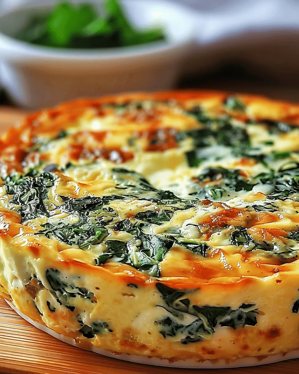 Cottage Cheese and Spinach Crustless Quiche with Turkey Bacon Delight