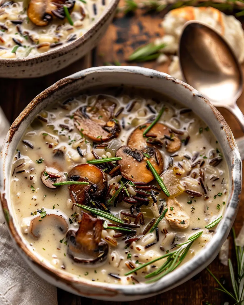 Creamy Wild Rice Chicken Soup: Indulgent Comfort with Roasted Mushrooms