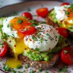 Creamy Avocado Toast with Poached Egg and Cherry Tomatoes
