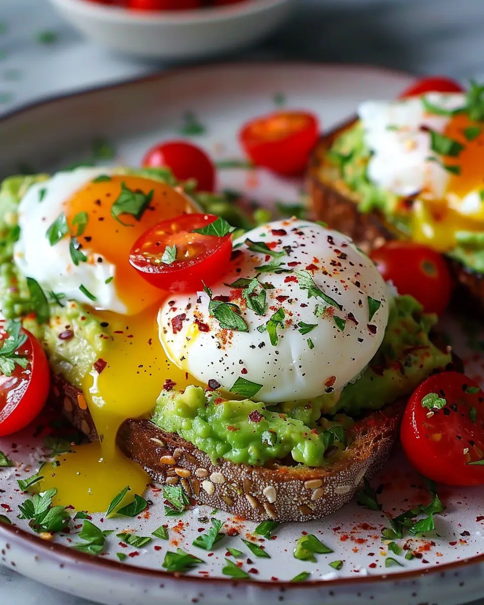 Creamy Avocado Toast: A Delightful Twist with Poached Eggs and Cherry Tomatoes
