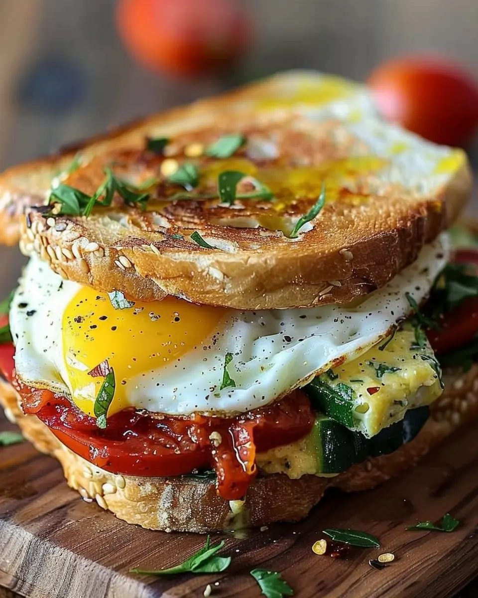 Mediterranean Breakfast Sandwich: Easy Turkey Bacon &amp; Veggie Delight