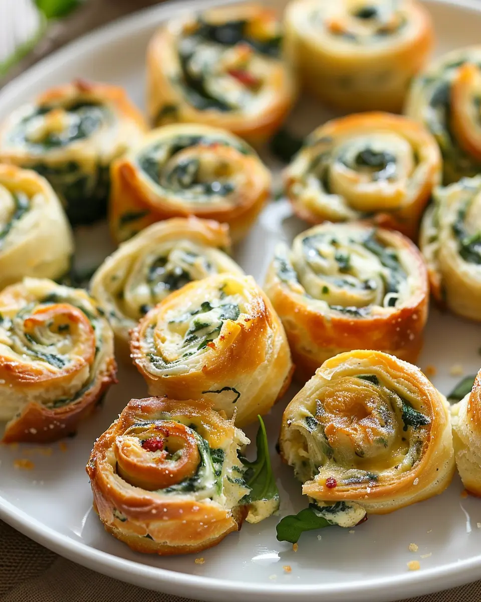 Easy Spinach Dip Pinwheels with Turkey Bacon and Chicken Ham