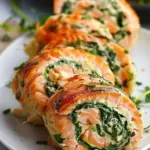 Spinach & Feta Stuffed Salmon Pinwheels