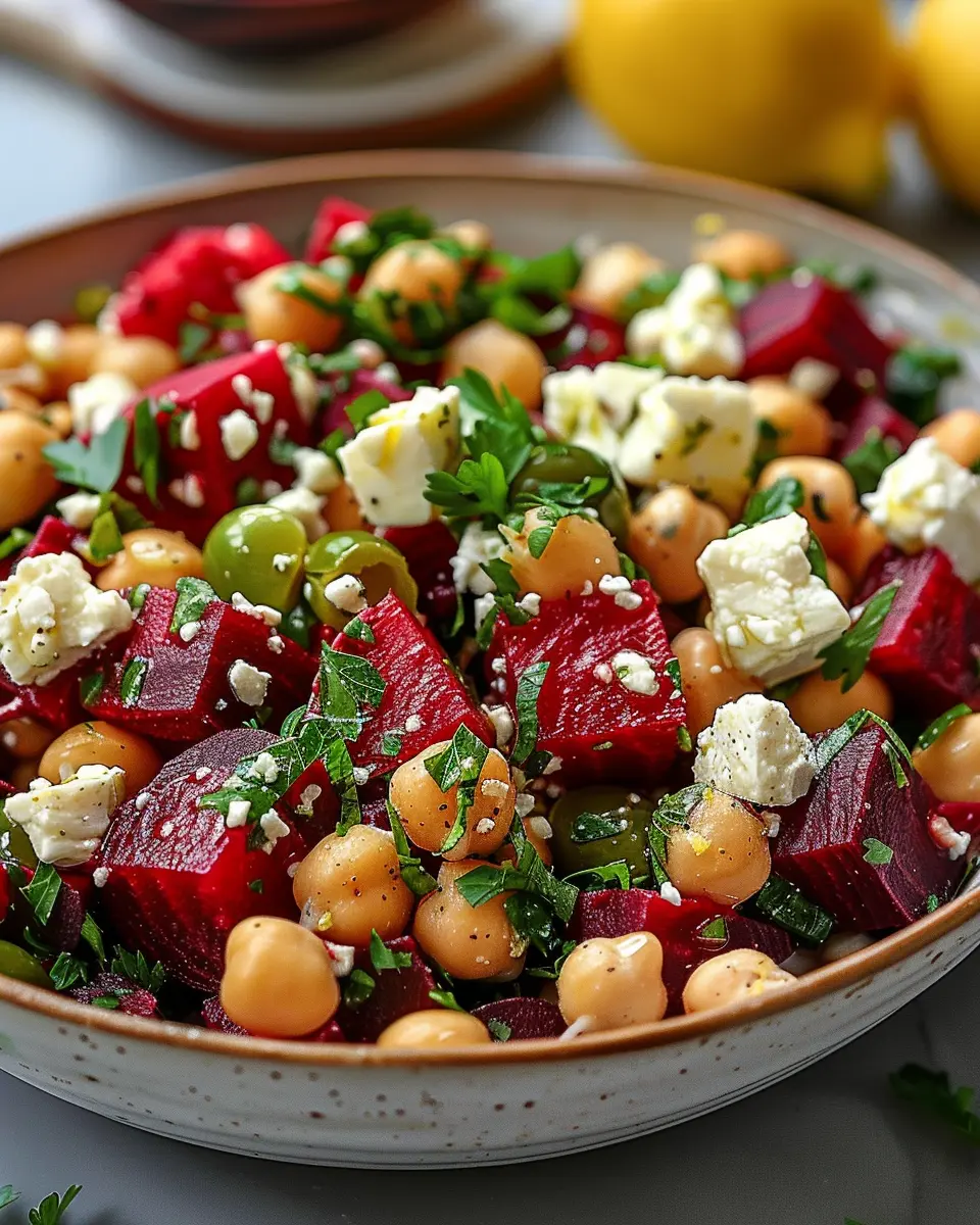 Chickpea Beet Feta Salad with Lemon: A Refreshing Delight