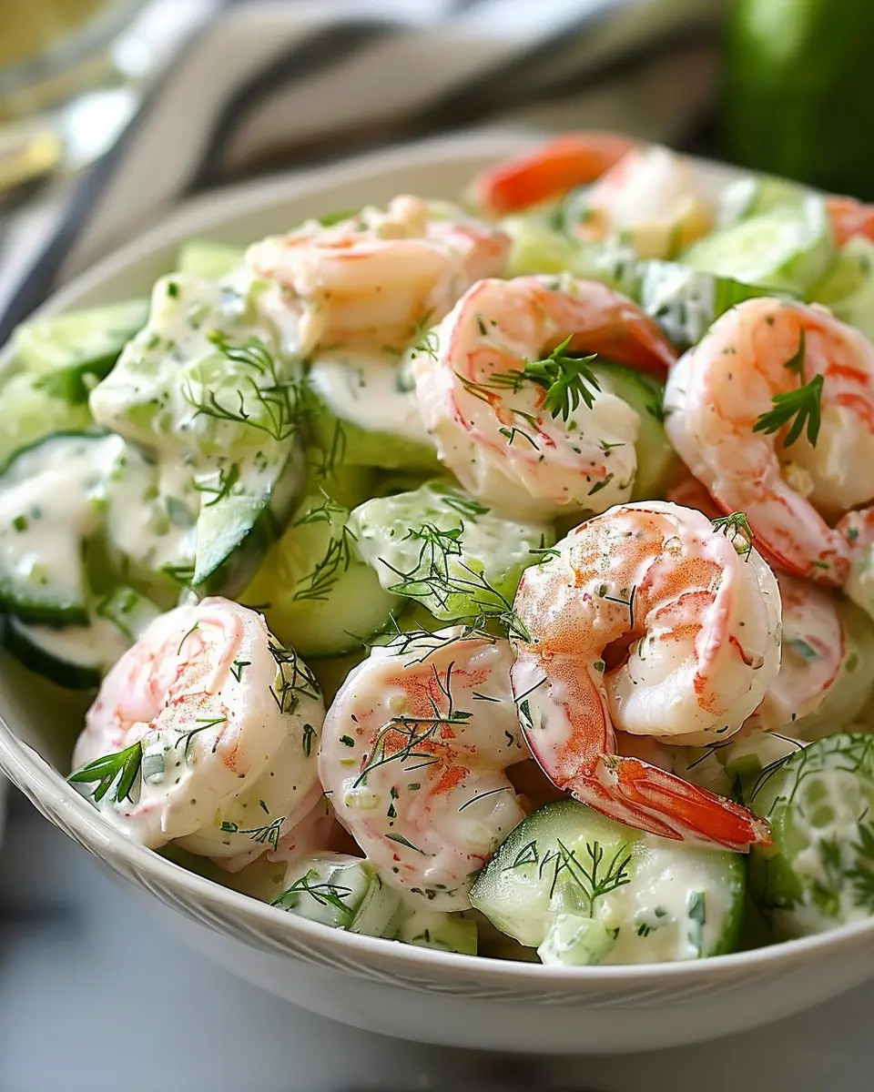 Creamy Cucumber Shrimp Salad with Turkey Bacon for a Fresh Twist