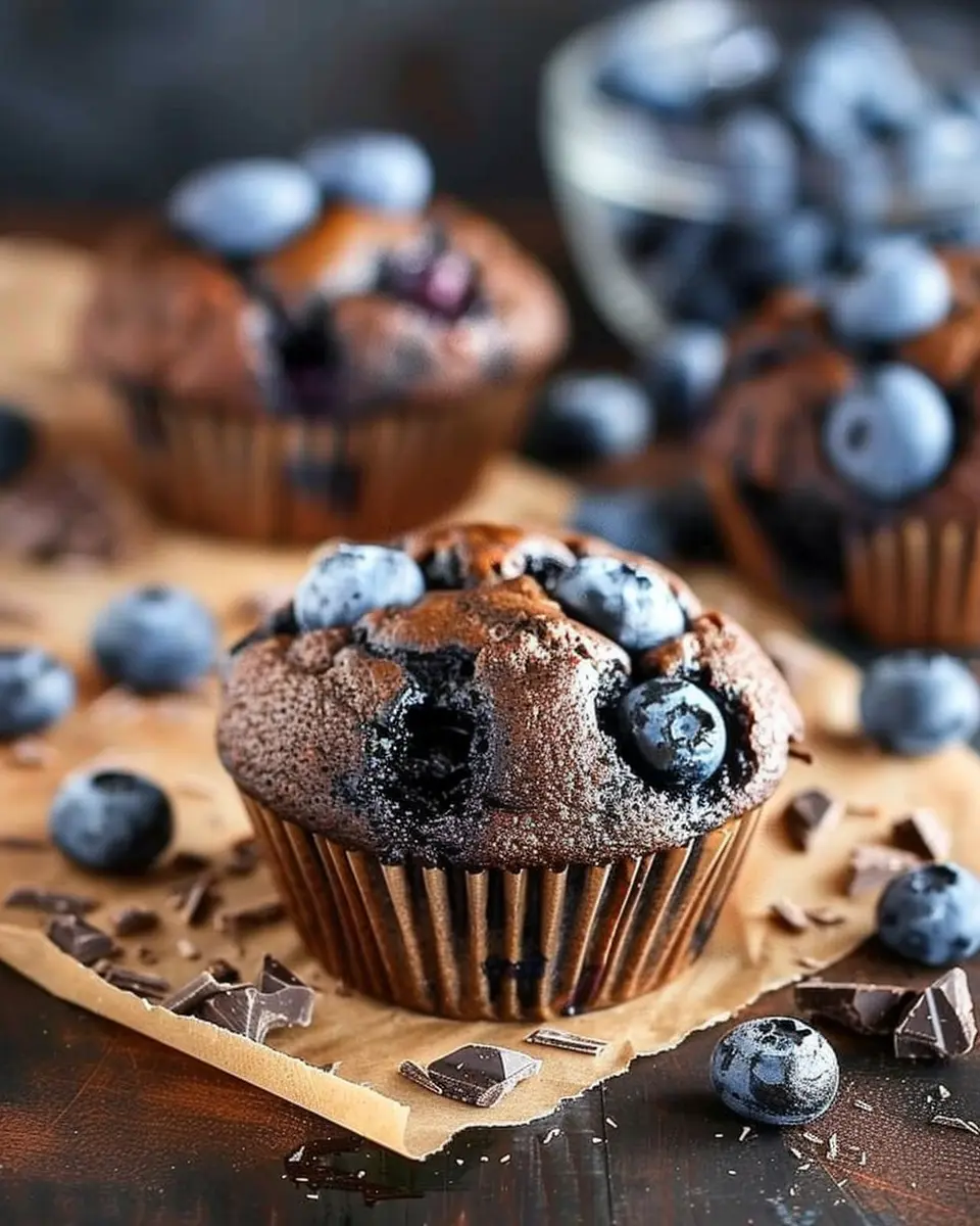 Dark Chocolate Blueberry Muffins: Indulgent and Homemade Delight