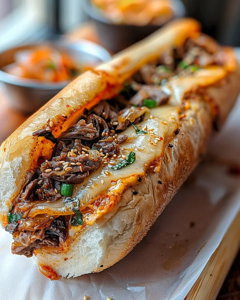 Korean-Inspired Kimchi Bulgogi Cheesesteak with Turkey Bacon Twist
