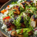 Peruvian Chicken and Rice with Green Sauce