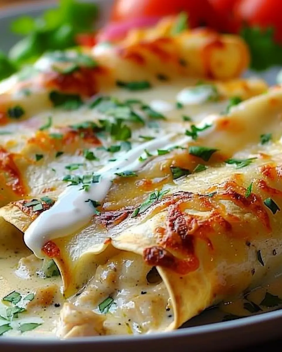 Chicken Enchiladas with Sour Cream White Sauce – Easy &amp; Delicious