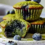Easy Matcha Blueberry Muffins