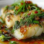 Chinese Steamed Cod Fish with Ginger Scallion Sauce