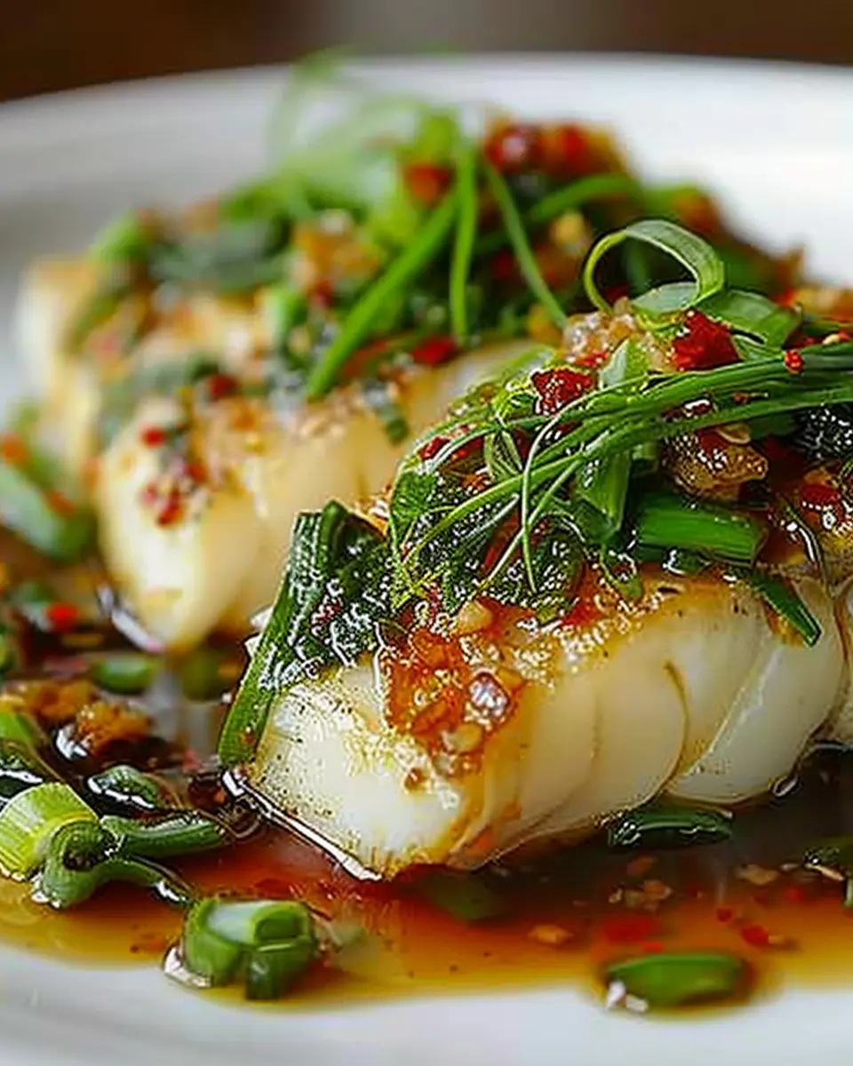 Chinese Steamed Cod Fish with Ginger Scallion Sauce: Easy &amp; Delicious