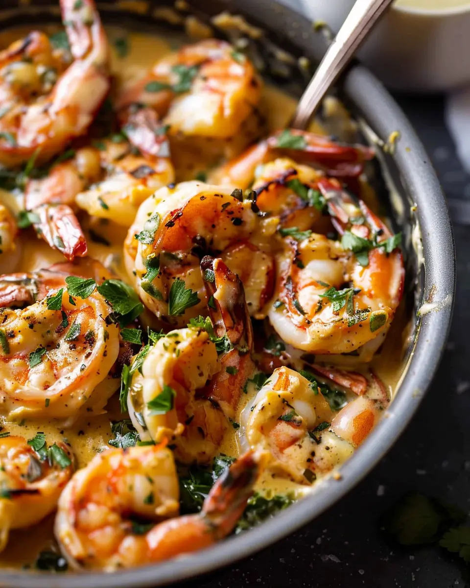 One Pan Creamy Garlic Shrimp with Turkey Bacon Delight