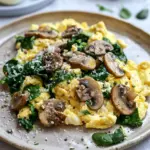 10-Minute Mushroom Spinach Scrambled Eggs (High-Protein)