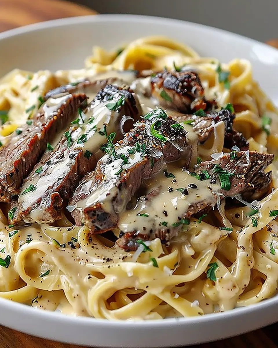 Creamy Steak Pasta Garlic: Easy Recipe with Turkey Bacon Twist