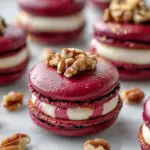 Savory Beet Macarons with Goat Cheese & Walnut Crunch