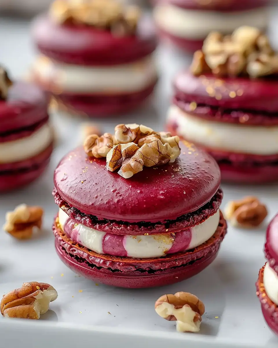 Savory Beet Macarons: Easy Goat Cheese &amp; Walnut Crunch Delight