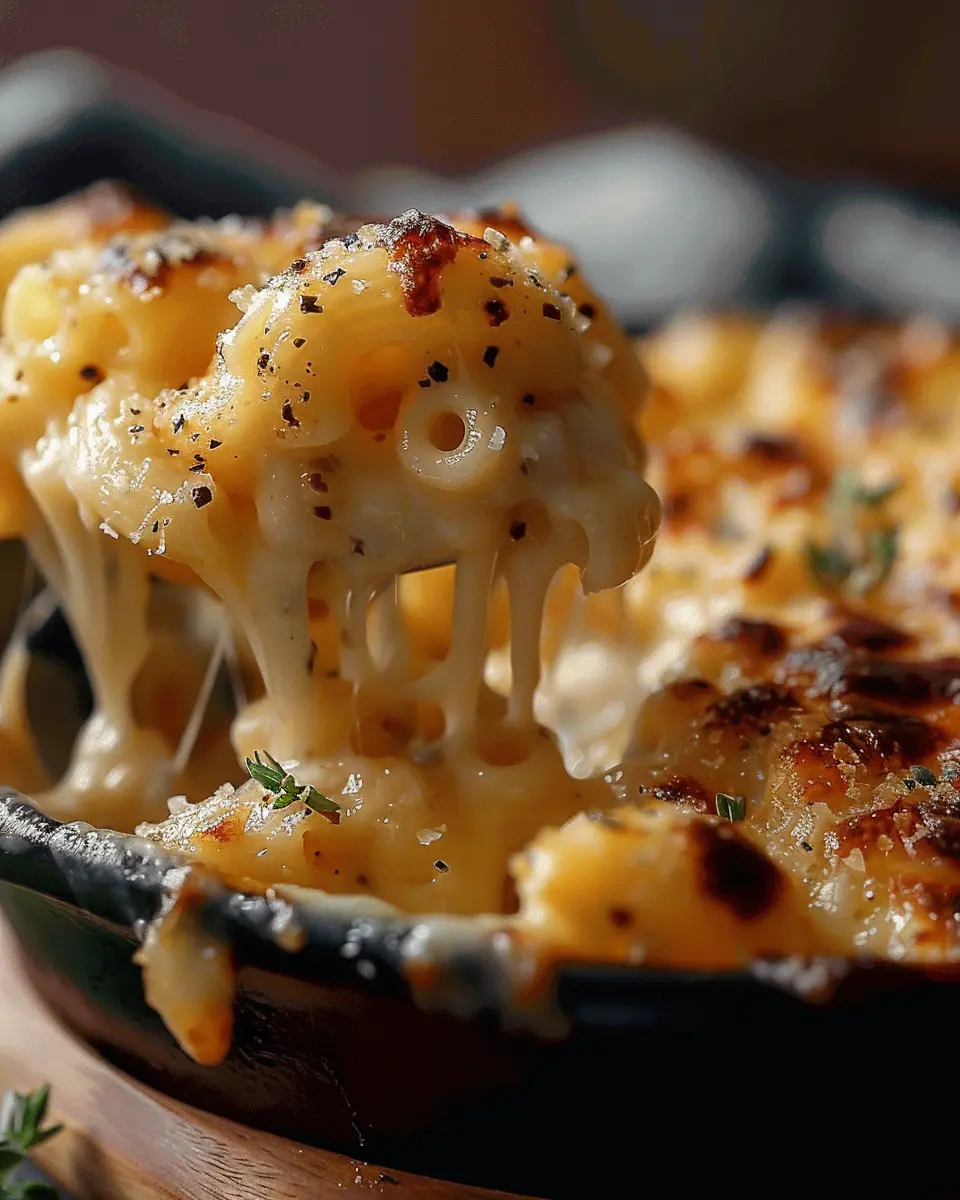 French Onion Soup Mac &amp; Cheese with Turkey Bacon Twist