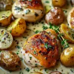 Creamy Garlic Chicken with Roasted Baby Potatoes