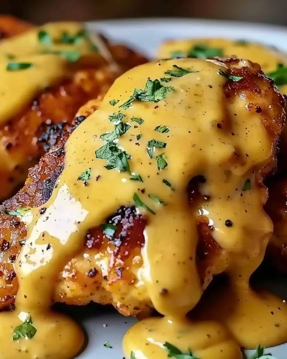 Pretzel Chicken with Mustard-Cheddar Sauce: A Juicy Twist on Comfort Food